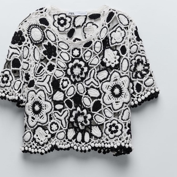Zara crochet Pom Pom sweater - Picture 3 of 6